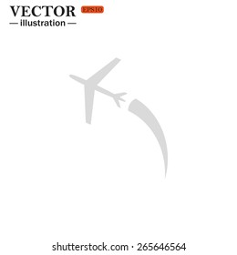 Grey icon on white background.  The plane takes off. Icon plane. Vector illustration, EPS 10