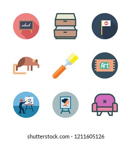 grey icon set. vector set about canvas, shrew, wrong way and drawers icons set.
