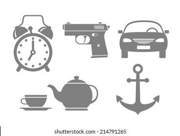Grey icons on white background