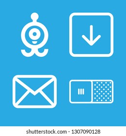 grey icons set with email closed outlined back envelope interface symbol, switch and alien vector set