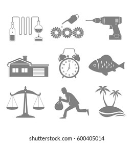 Grey icons set on white background