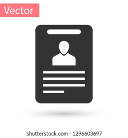 Grey Identification badge icon isolated on white background. Identification card. It can be used for presentation, identity of the company, advertising and etc. Vector Illustration