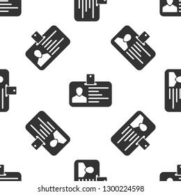 Grey Identification badge icon isolated seamless pattern on white background. Identification card. It can be used for presentation, identity of the company, advertising and etc. Vector Illustration