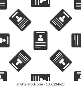 Grey Identification badge icon isolated seamless pattern on white background. Identification card. It can be used for presentation, identity of the company, advertising and etc. Vector Illustration