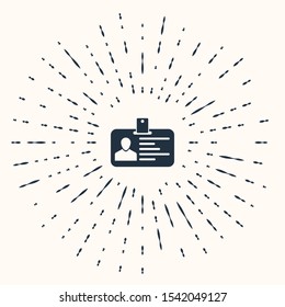 Grey Identification badge icon isolated on beige background. It can be used for presentation, identity of the company, advertising. Abstract circle random dots. Vector Illustration