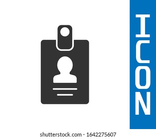 Grey Identification badge icon isolated on white background. It can be used for presentation, identity of the company, advertising.  Vector Illustration