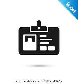 Icono de identificación gris aislado en fondo blanco. Se puede usar para presentación, identidad de la empresa, publicidad.  Vector