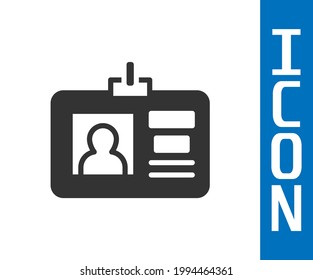 Grey Identification badge icon isolated on white background. It can be used for presentation, identity of the company, advertising.  Vector