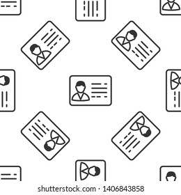 Grey Identification badge line icon isolated seamless pattern on white background. It can be used for presentation, identity of the company, advertising. Vector Illustration