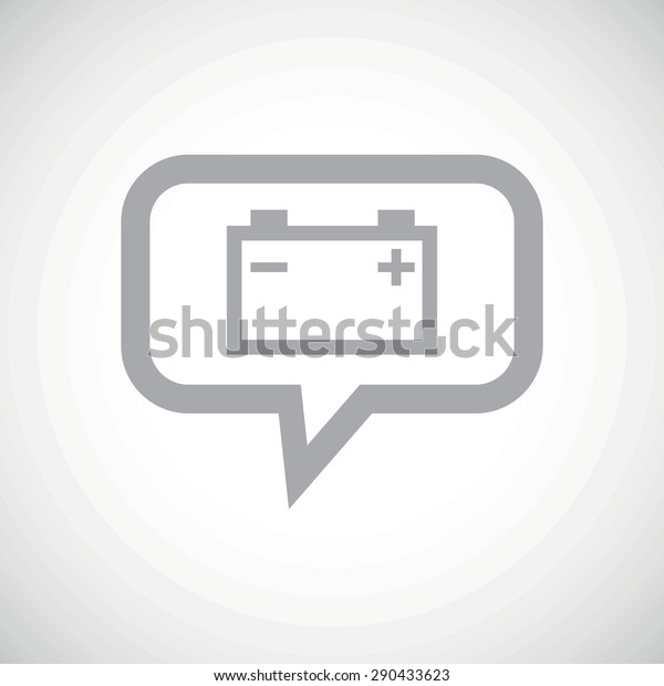 Grey image of accumulator in chat bubble, on\
white gradient background