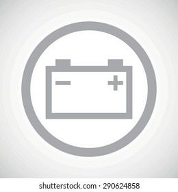Grey image of accumulator in circle, on white gradient background