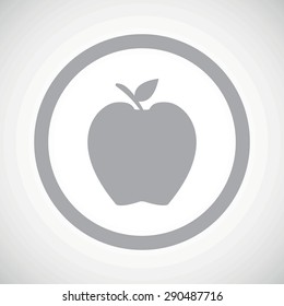 Grey image of apple fruit in circle, on white gradient background