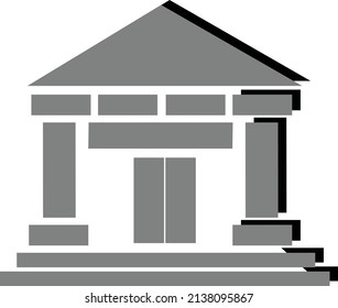 grey image of a columned neoclassical building symbol bank