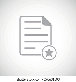 Grey image of document page and star, on white gradient background