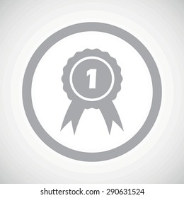 Grey image of first place award in circle, on white gradient background