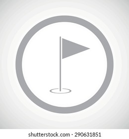 Grey image of golf flag stick in circle, on white gradient background