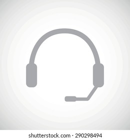 Grey image of headset, on white gradient background