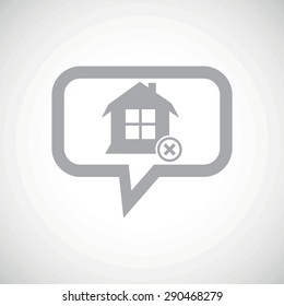 Grey image of house and cross in chat bubble, on white gradient background