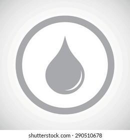 Grey image of liquid drop in circle, on white gradient background