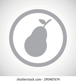 Grey image of pear fruit in circle, on white gradient background