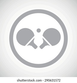 Grey image of ping pong rackets in circle, on white gradient background