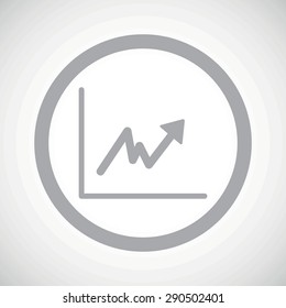 Grey image of rising graphic in circle, on white gradient background