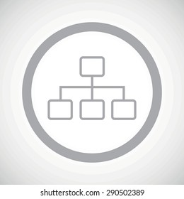 Grey image of scheme in circle, on white gradient background