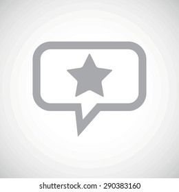Grey image of star in chat bubble, on white gradient background
