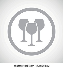 Grey image of three wine glasses in circle, on white gradient background