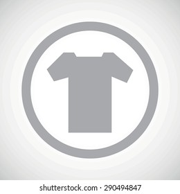 Grey image of T-shirt in circle, on white gradient background