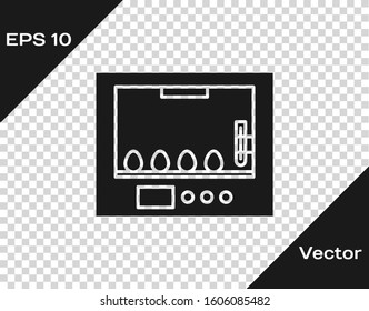 Grey Incubator for eggs icon isolated on transparent background.  Vector Illustration