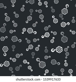 Grey Industrial hook icon isolated seamless pattern on black background. Crane hook icon.  Vector Illustration