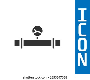 Grey Industry metallic pipe and manometer icon isolated on white background.  Vector Illustration