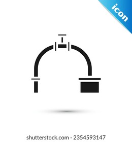 Grey Industry metallic pipe and valve icon isolated on white background.  Vector Illustration