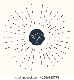 Grey Inflammation on face icon isolated on beige background. Abstract circle random dots. Vector Illustration