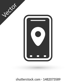 Grey Infographic of city map navigation icon isolated on white background. Mobile App Interface concept design. Geolacation concept.  Vector Illustration