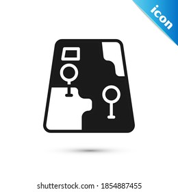 Grey Infographic of city map navigation icon isolated on white background. Mobile App Interface concept design. Geolacation concept.  Vector