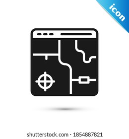 Grey Infographic of city map navigation icon isolated on white background. Mobile App Interface concept design. Geolacation concept.  Vector