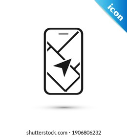 Grey Infographic of city map navigation icon isolated on white background. Mobile App Interface concept design. Geolacation concept.  Vector
