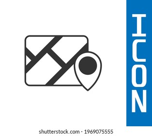 Infografía gris del icono de navegación del mapa de la ciudad aislado en fondo blanco. Diseño de concepto de interfaz de aplicación móvil. Concepto de geolacación.  Vector