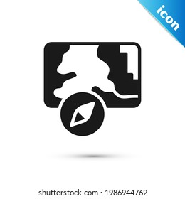 Graue Infografik der Stadtplan-Navigation Symbol einzeln auf weißem Hintergrund. Design des mobilen App Interface-Konzepts. Geolacationskonzept.  Vektorgrafik