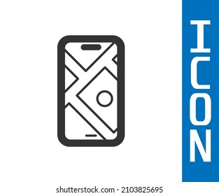 Grey Infographic of city map navigation icon isolated on white background. Mobile App Interface concept design. Geolacation concept.  Vector