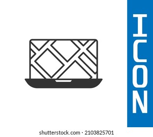 Infografía gris del icono de navegación del mapa de la ciudad aislado en fondo blanco. Diseño de concepto de interfaz de aplicaciones para portátiles. Concepto de geolocalización.  Vector