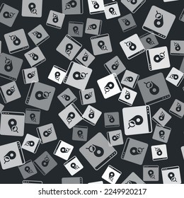 Grey Infographic of city map navigation icon isolated seamless pattern on black background. Mobile App Interface concept design. Geolacation concept.  Vector