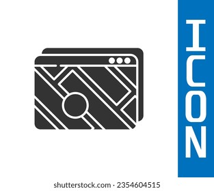 Infografía gris del icono de navegación del mapa de la ciudad aislado en fondo blanco. Diseño de concepto de interfaz de aplicación móvil. Concepto de geolacación.  Ilustración vectorial