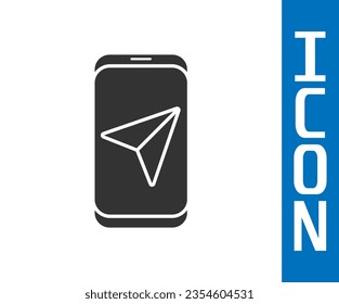 Grey Infographic of city map navigation icon isolated on white background. Mobile App Interface concept design. Geolacation concept.  Vector Illustration