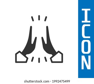 Grey Informal greeting icon isolated on white background. Happy people giving high five.  Vector