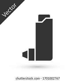 Graues Inhalationssymbol einzeln auf weißem Hintergrund. Atem zur Linderung des Hustens, Inhalation, allergischer Patient. Vektorillustration-Illustration