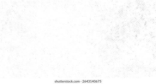 Fondo blanco de textura grunge de tinta gris. Granos de Vector de punto efecto texturizado áspero. Sellos de salpicaduras de color gris claro de fondo abstracto sucio grunge. Pared de concreto de papel. Ilustración gráfica de Vector