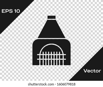 Grey Interior fireplace icon isolated on transparent background.  Vector Illustration